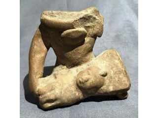 ANCIENT Pre-Columbian Pottery Whistle Baby Figurine -