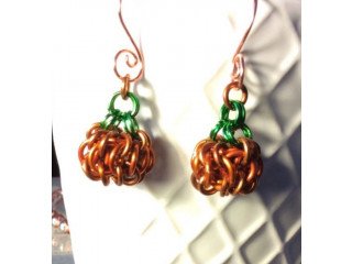 Chainmaille Pumpkin Earrings