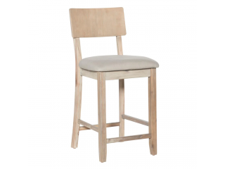Linon Home Decor Bar Stool 24 in. Cushioned Square Seat High Back Foot Rest