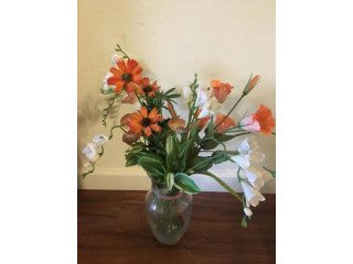 Vases with artificial flowers - $8