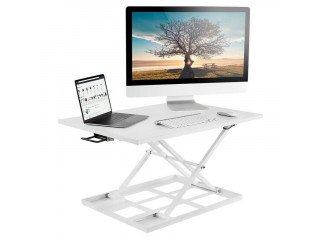 Harvey ergonomic height adjustable standing desk converter - white